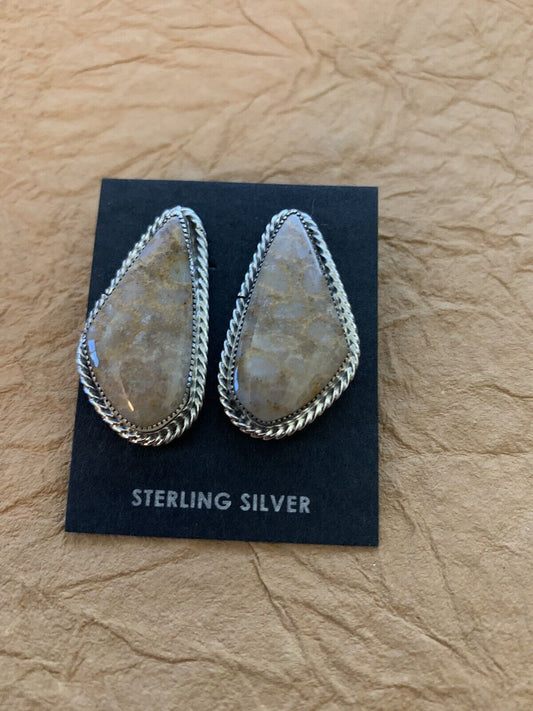 Handcrafted Fossilized Coral & Sterling Silver Studs