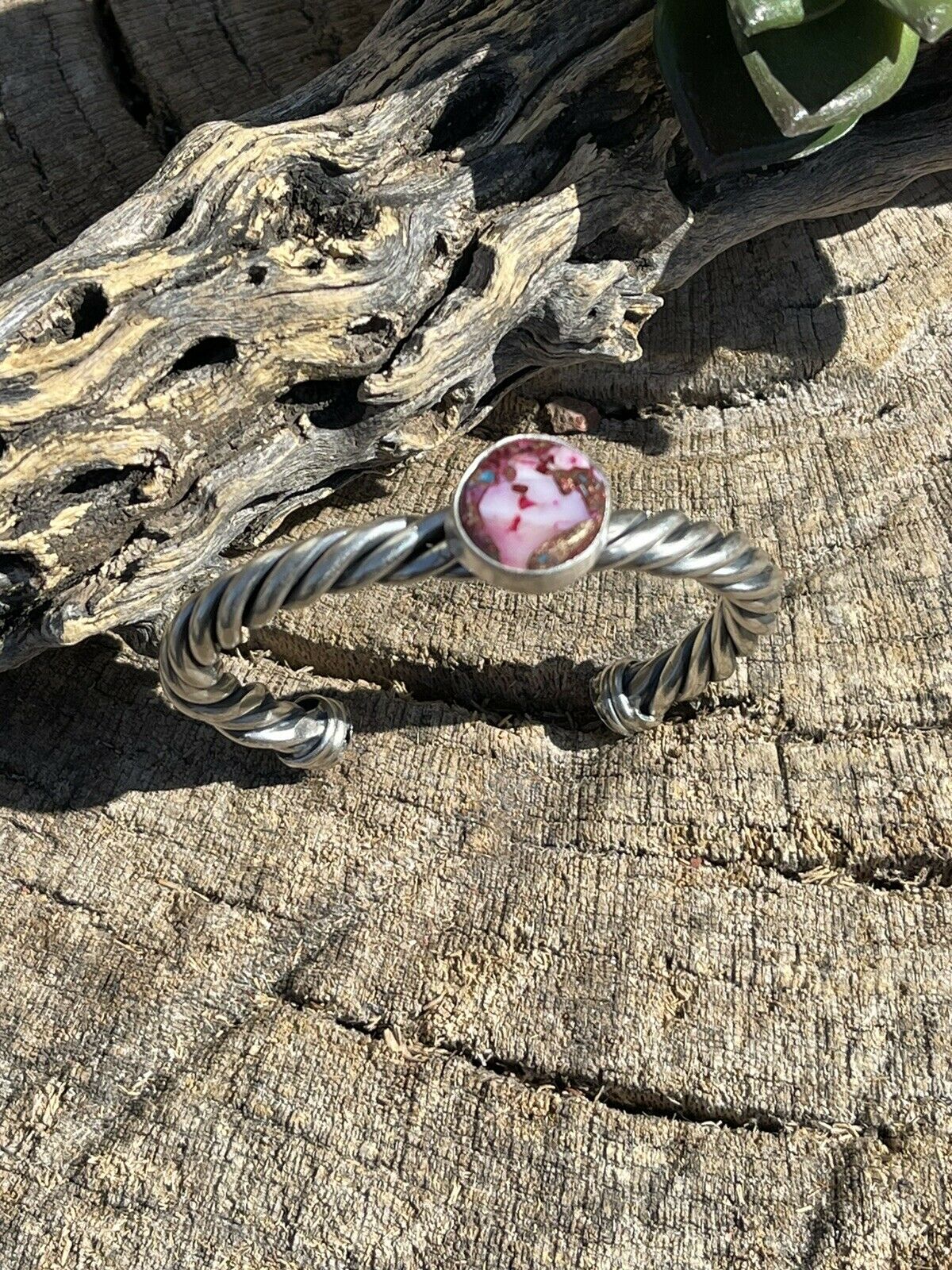 Handcrafted Pink Dream Mojave Sterling Silver Custom Cuff