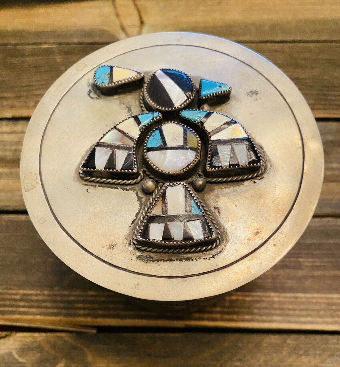 1950’s Vintage Handcrafted Sterling Silver & Multi Stone Thunderbird Jewelry Box