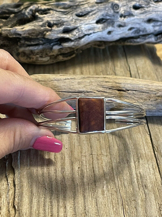 Handcrafted Spiny Sterling Silver  Bracelet Loop Cuff Stamped Begay