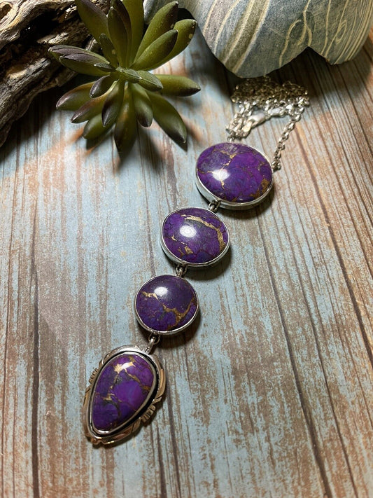 Handcrafted Purple Dream Mojave & Sterling Silver Lariat Necklace