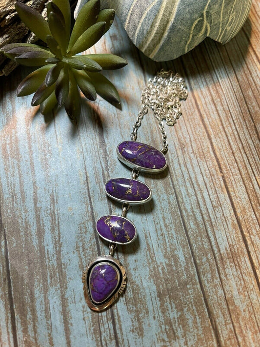 Handcrafted Purple Dream Mojave & Sterling Silver Lariat Necklace