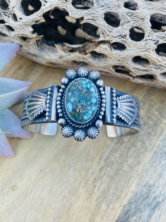 Handcrafted Golden Hills Turquoise Sterling Silver Cuff Bracelet