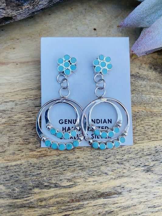 Handcrafted Sterling Silver & Turquoise Dangle Earrings