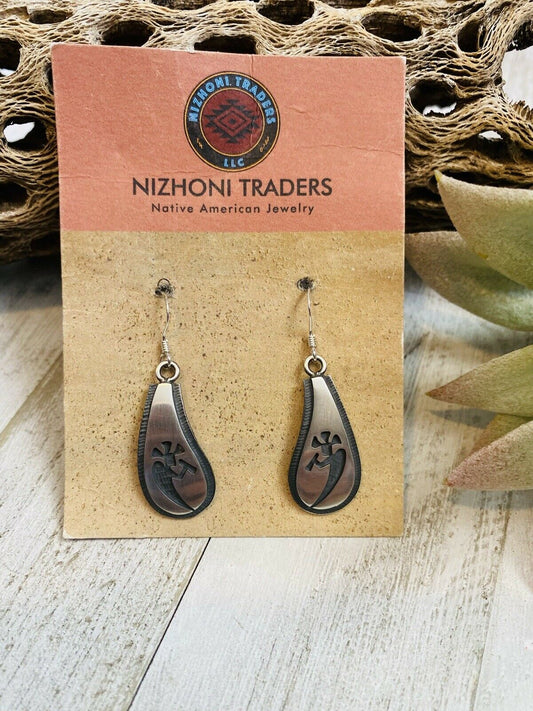 Handcrafted Sterling Silver Kokopelli Dangle Earrings