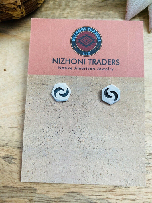 Handcrafted Overlaid Sterling Silver Moon Stud Earrings