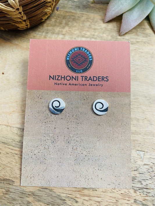 Handcrafted Overlaid Sterling Silver Swirl Stud Earrings