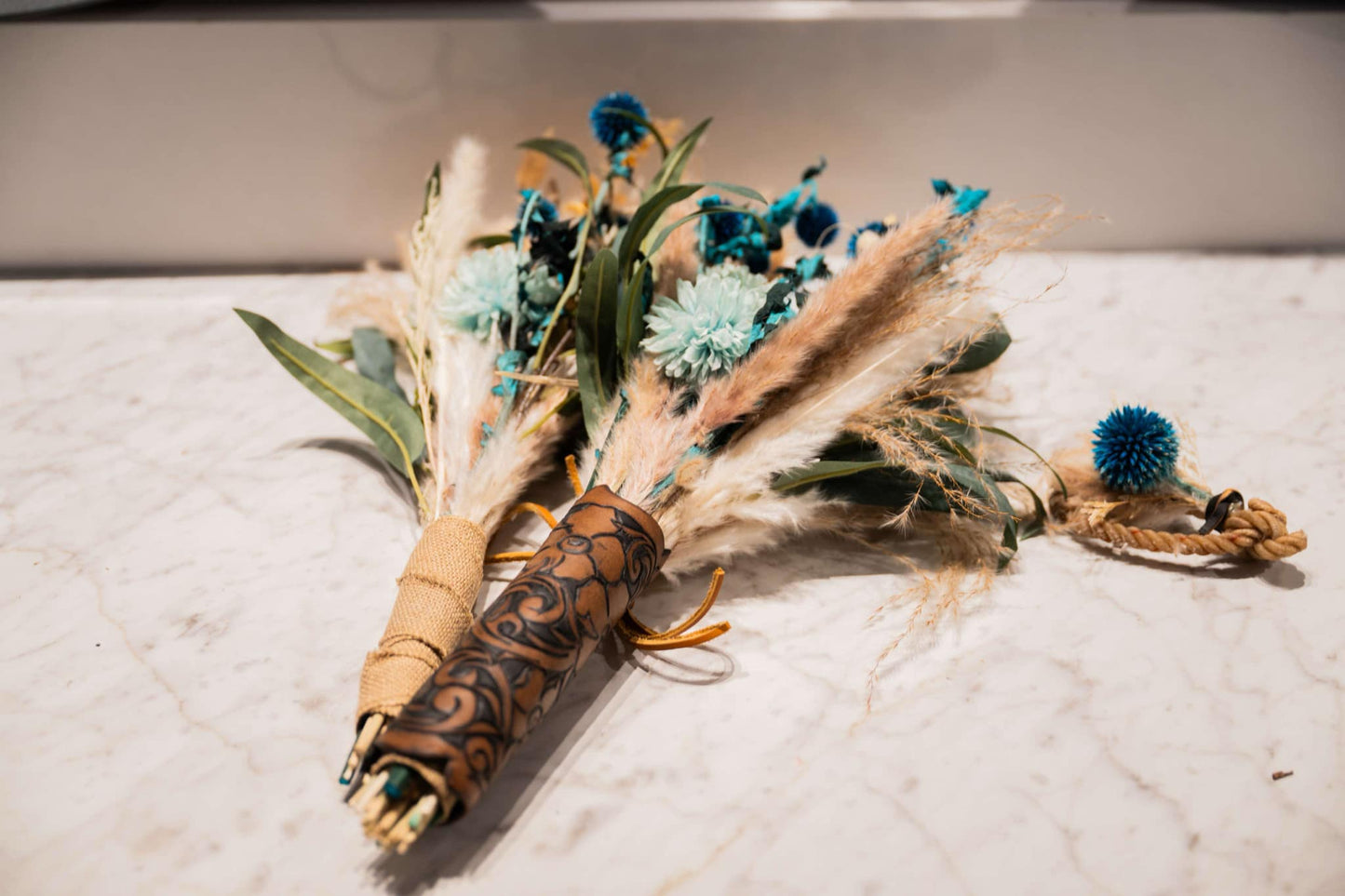 Leather Tooled Bouquet Wrap