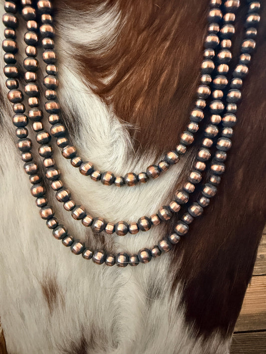 Handcrafted 6-8mm Copper Beaded Necklace