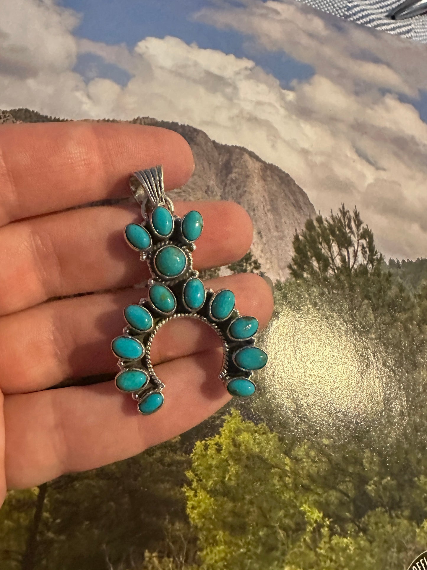 Handmade Sterling Silver Turquoise Naja Pendant By Dan Dodson more blue