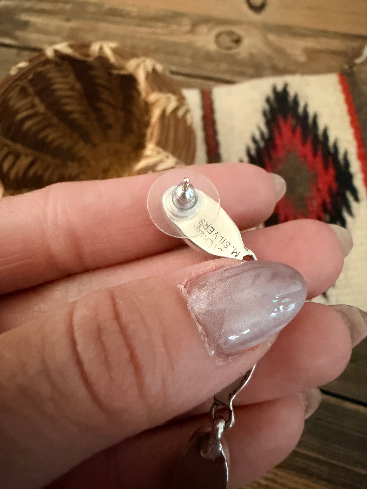 Handcrafted Queen Pink Conch & Sterling Silver Dangle Earrings