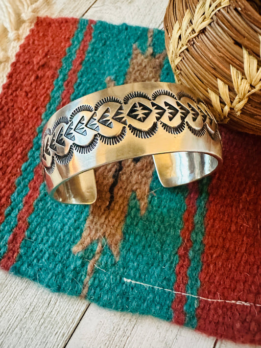 Handcrafted & Hand Stamped Sterling Silver Cuff Bracelet