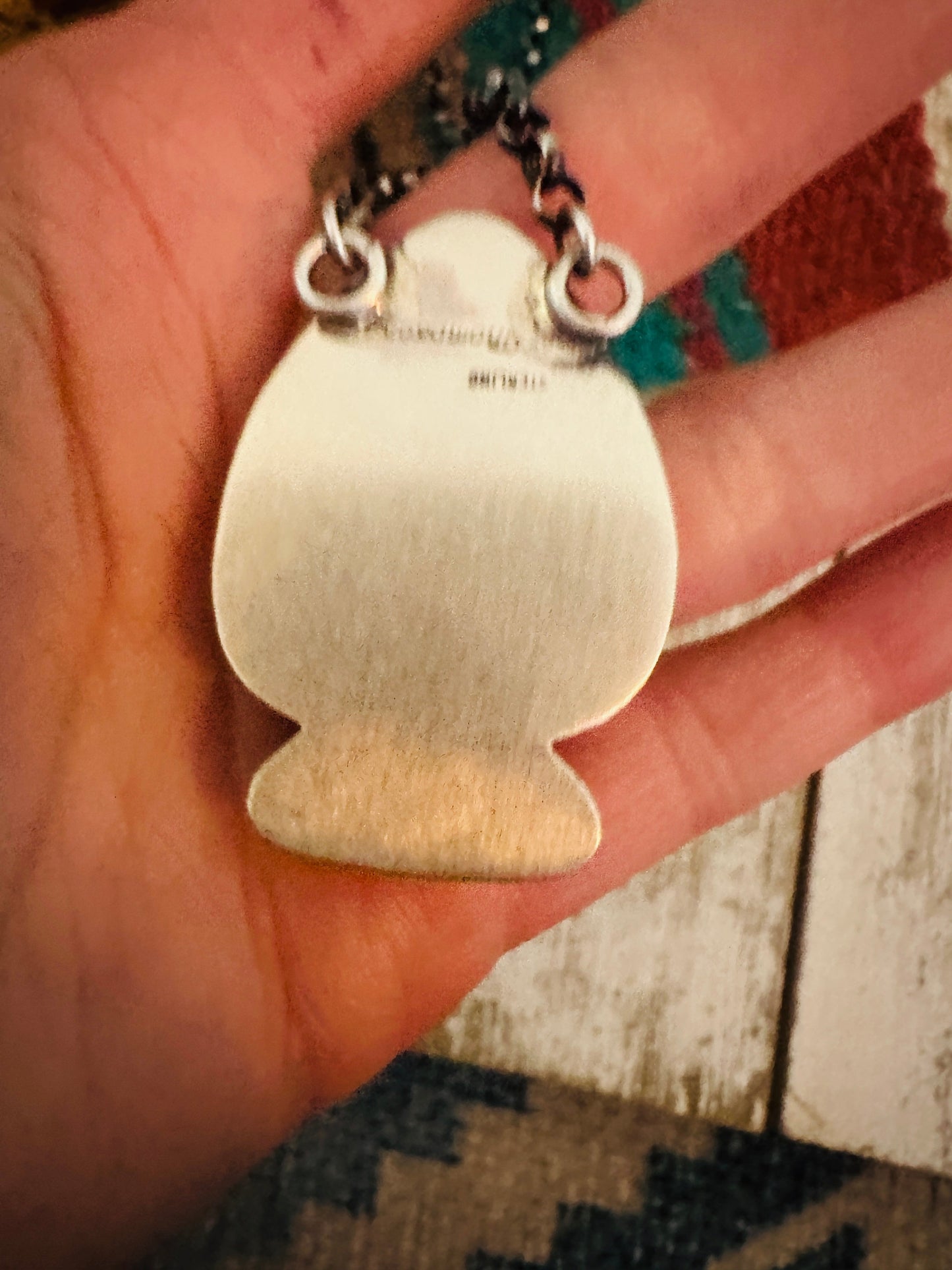 Handcrafted Sterling Silver & Multi Stone Inlay Spade Necklace