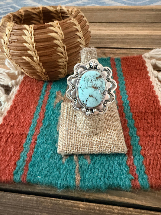 Handcrafted Dry Creek Turquoise & Sterling Silver Ring Size 7.5 by Randy Boyd