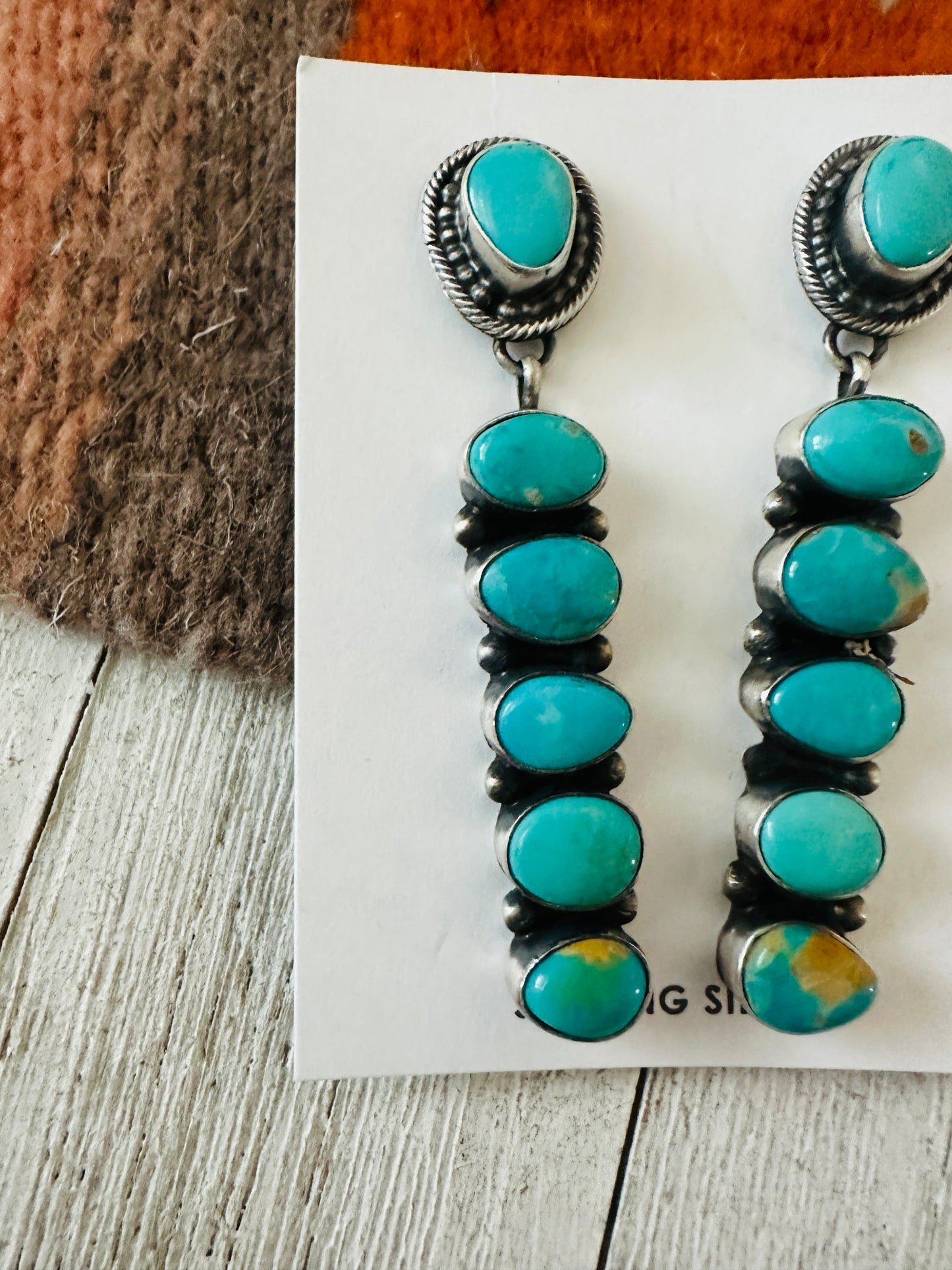 Handcrafted Turquoise & Sterling Silver Dangle Earrings