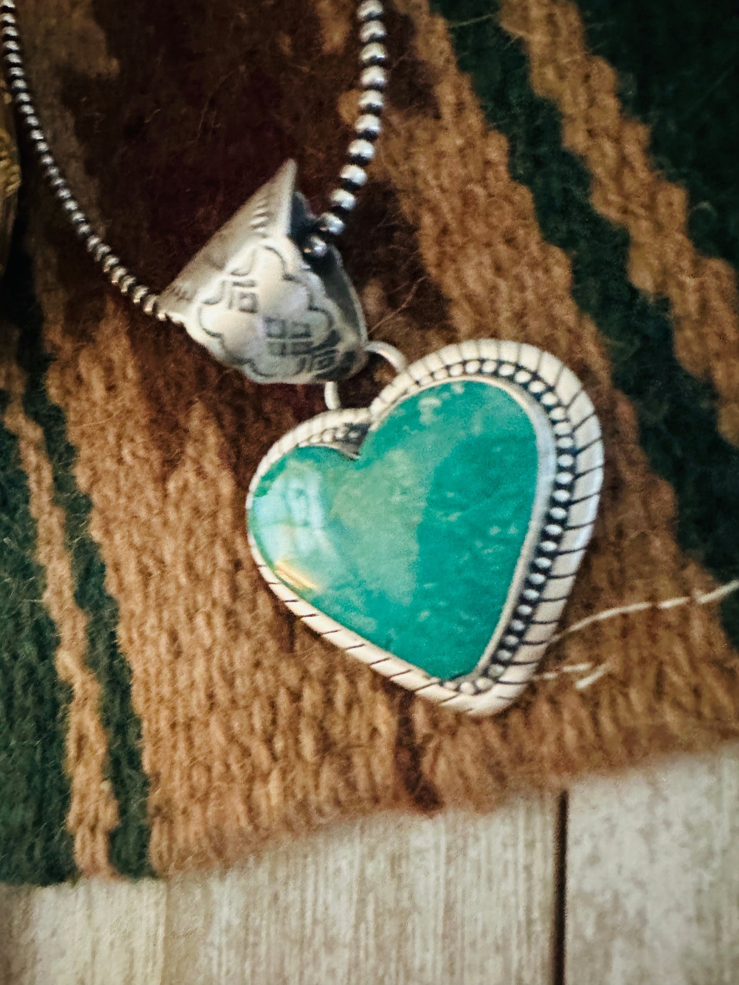 Handmade Turquoise & Sterling Silver Heart Pendant