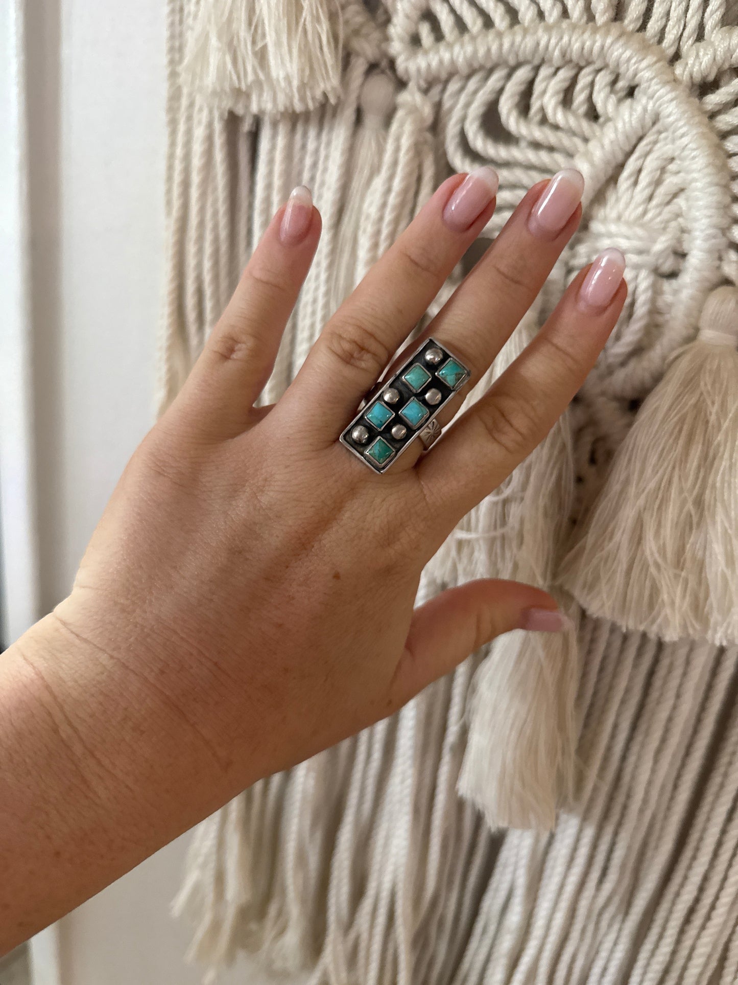 Handmade Adjustable Kingman Turquoise  & Sterling Silver Ring