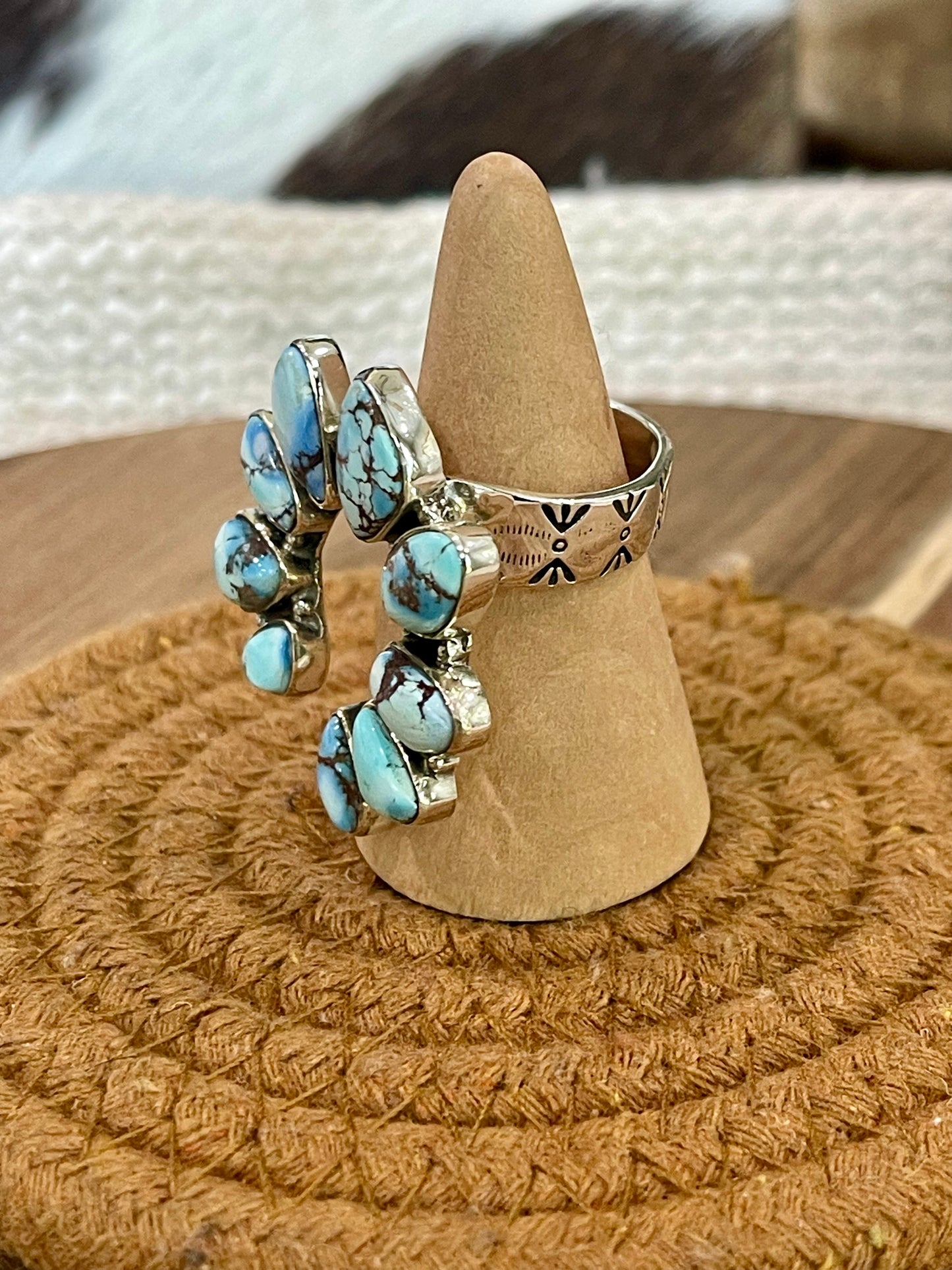 Handcrafted Sterling Silver & Golden Hills Adjustable Naja Ring