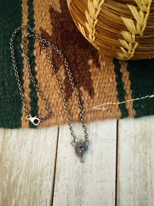 Handcrafted Sterling Silver & Purple Spiny Cactus Necklace