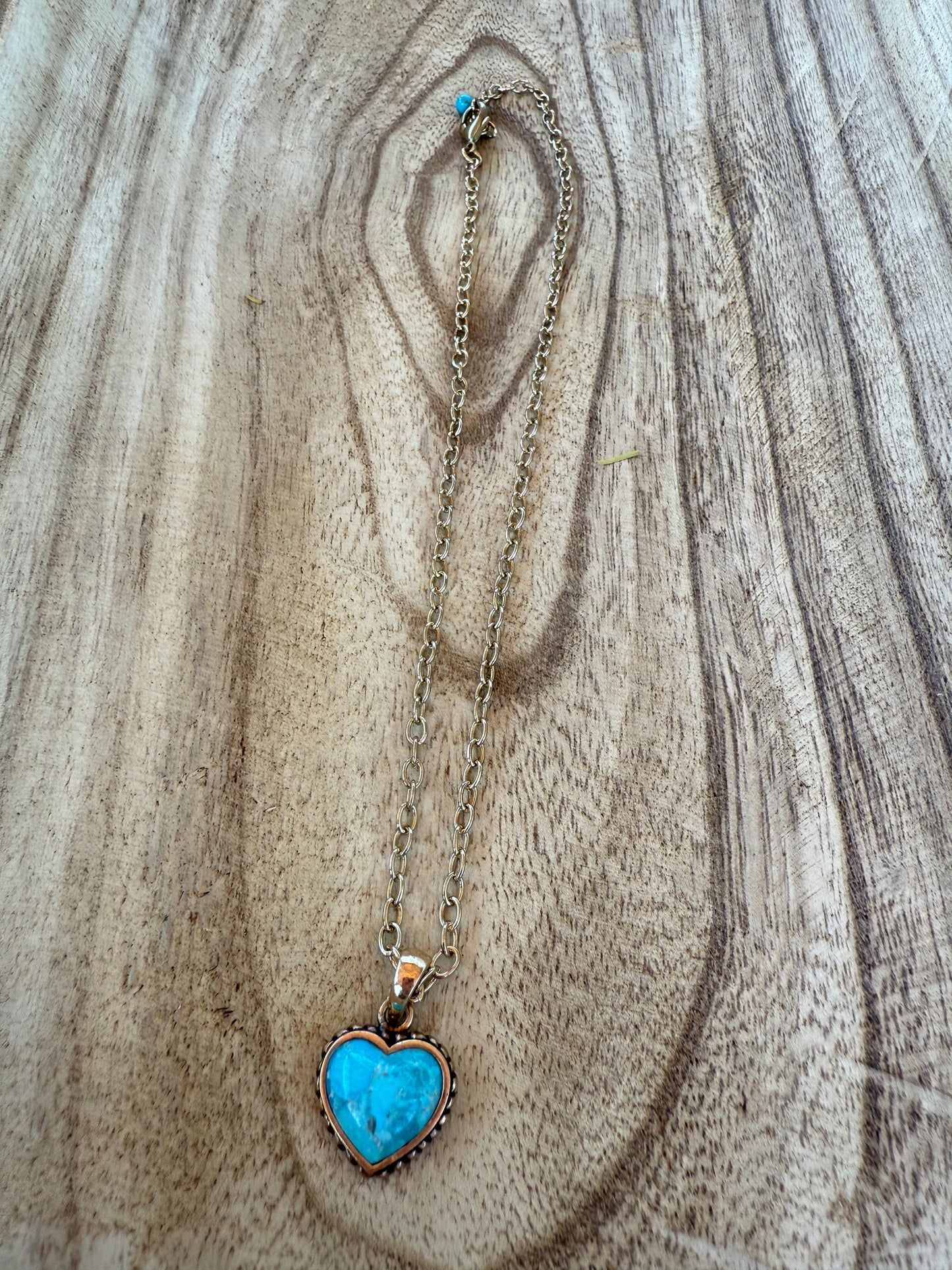 “The Golden Collection” THE HEART Handmade Turquoise Gold Plated Necklace
