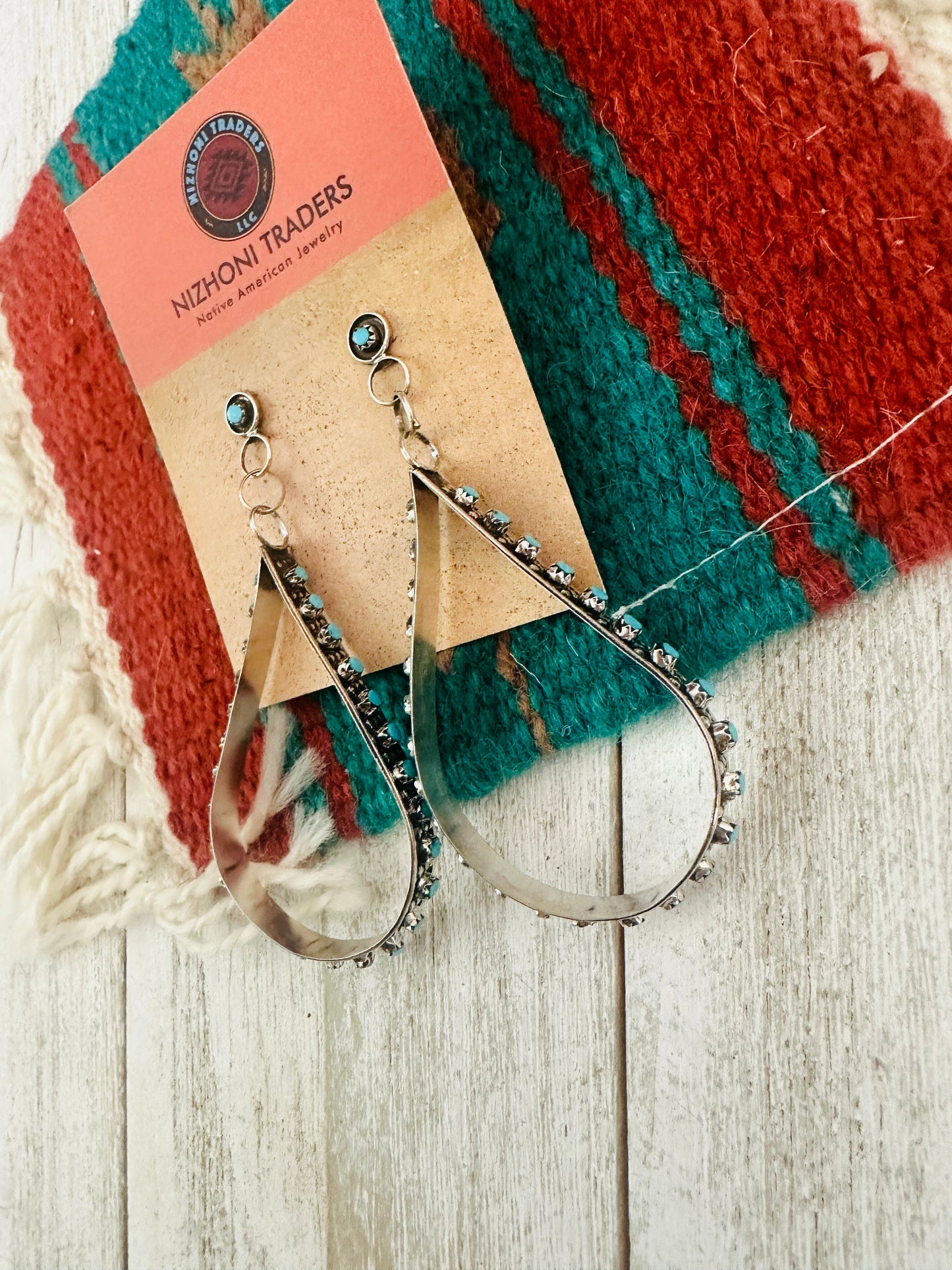 Handcrafted Turquoise & Sterling Silver Snake Eye Dangle Earrings