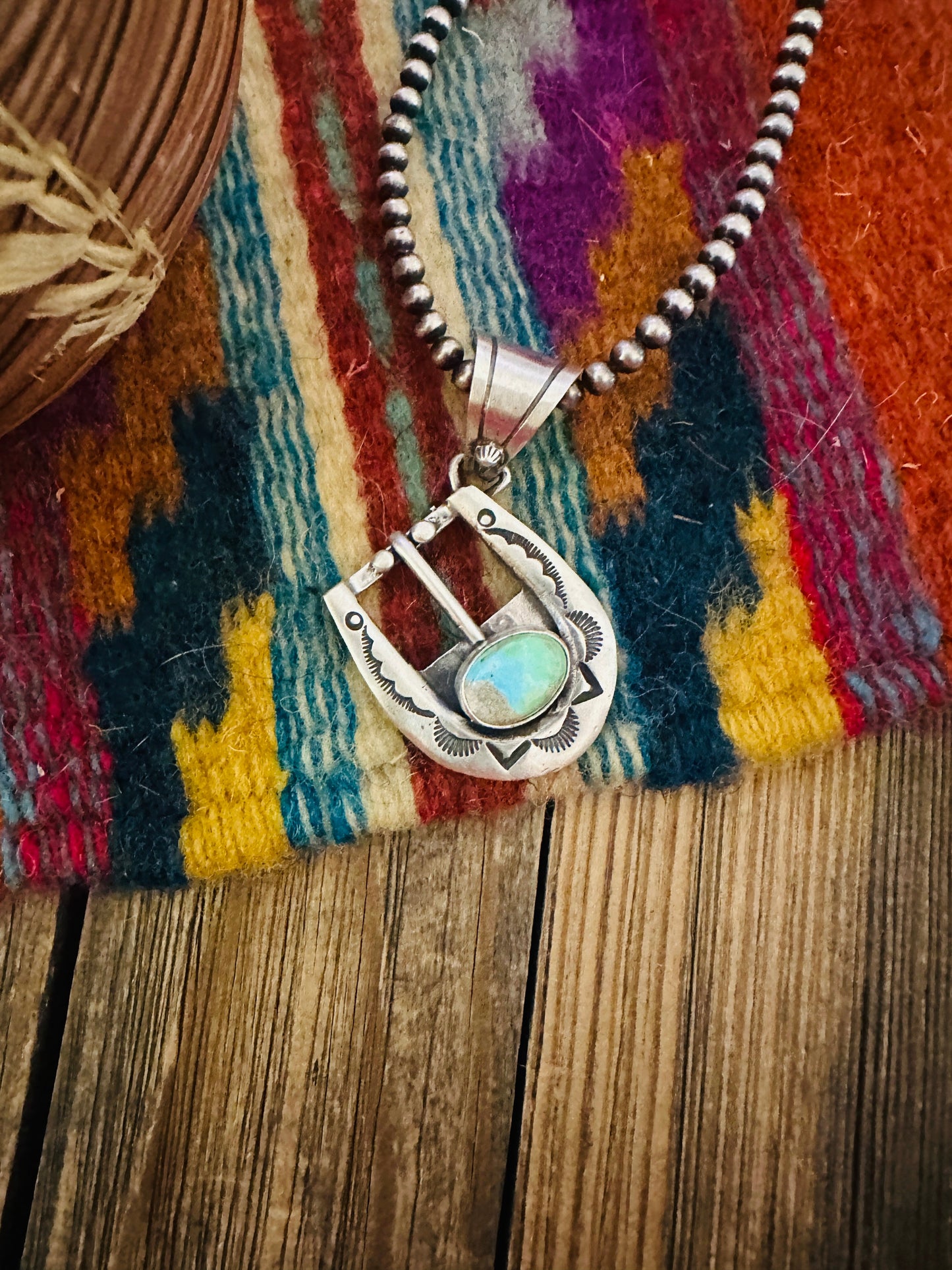 Handcrafted Sterling Silver & Turquoise Belt Buckle Pendant