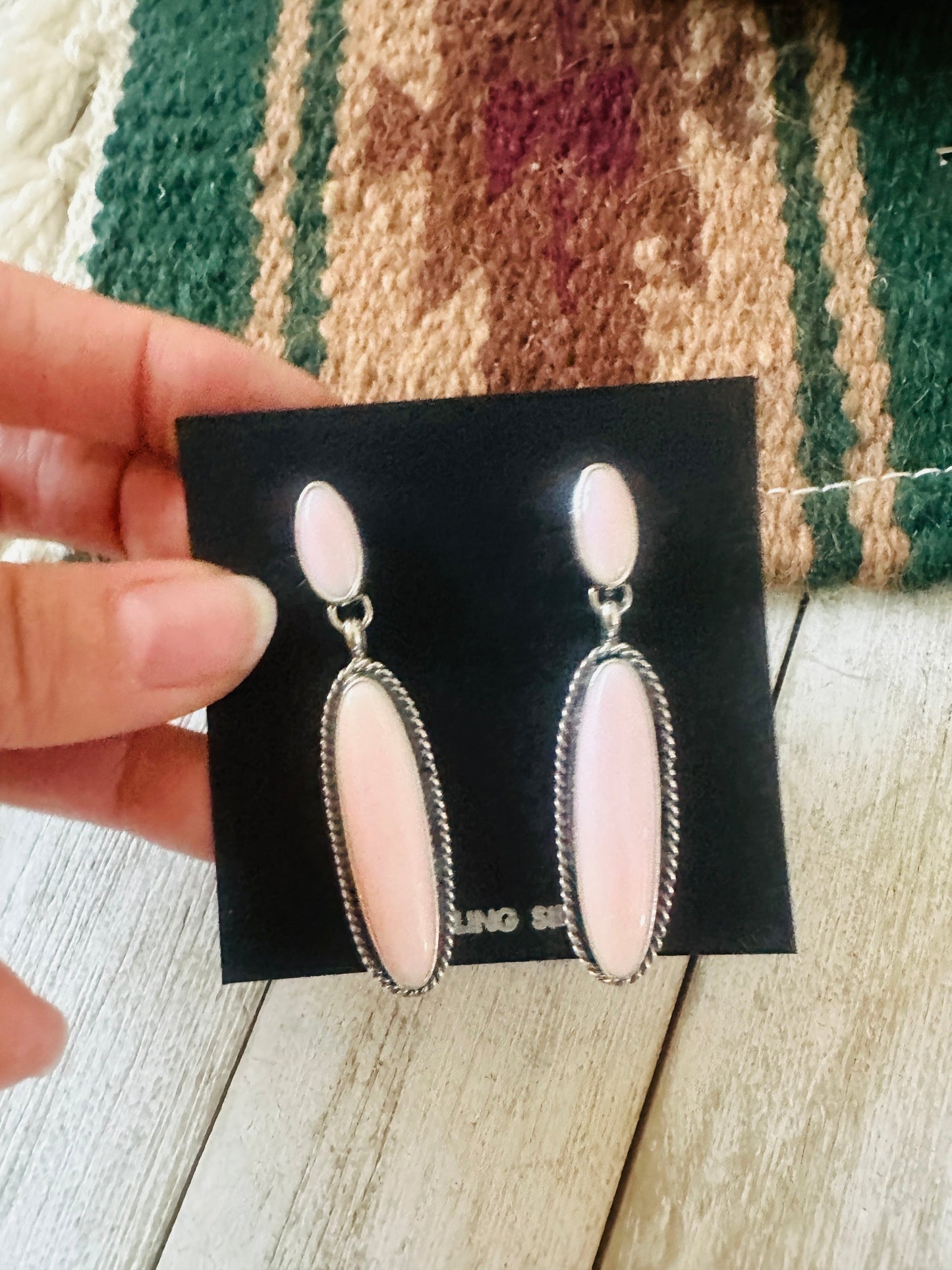 Handcrafted Sterling Silver & Queen Pink Conch Dangle Earrings