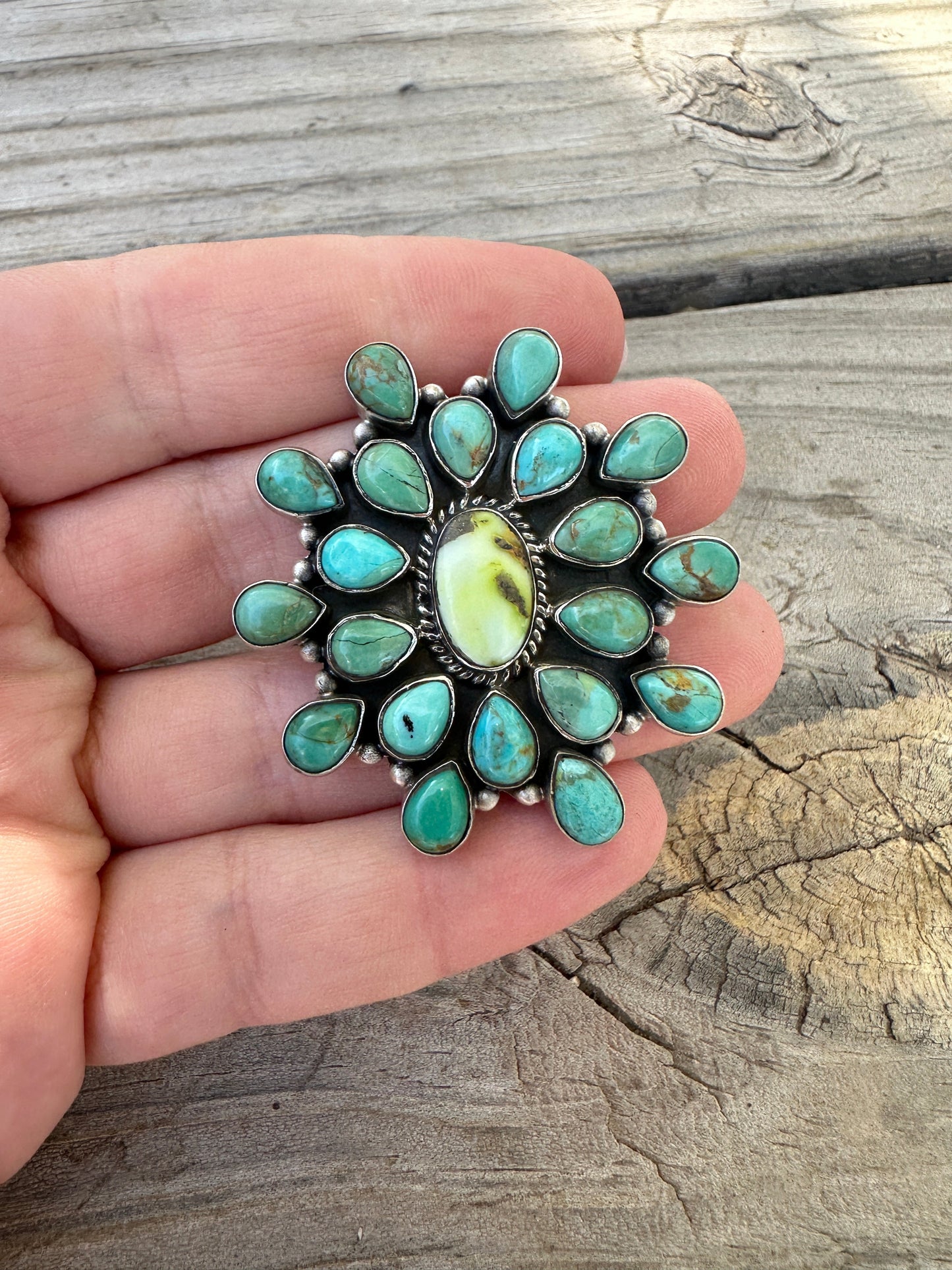 Handmade Kingman & Palomino Turquoise Sterling Adjustable Ring