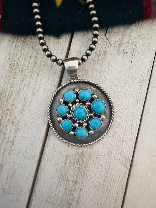 Handcrafted Sterling Silver & Sleeping Beauty Turquoise Cluster Pendant