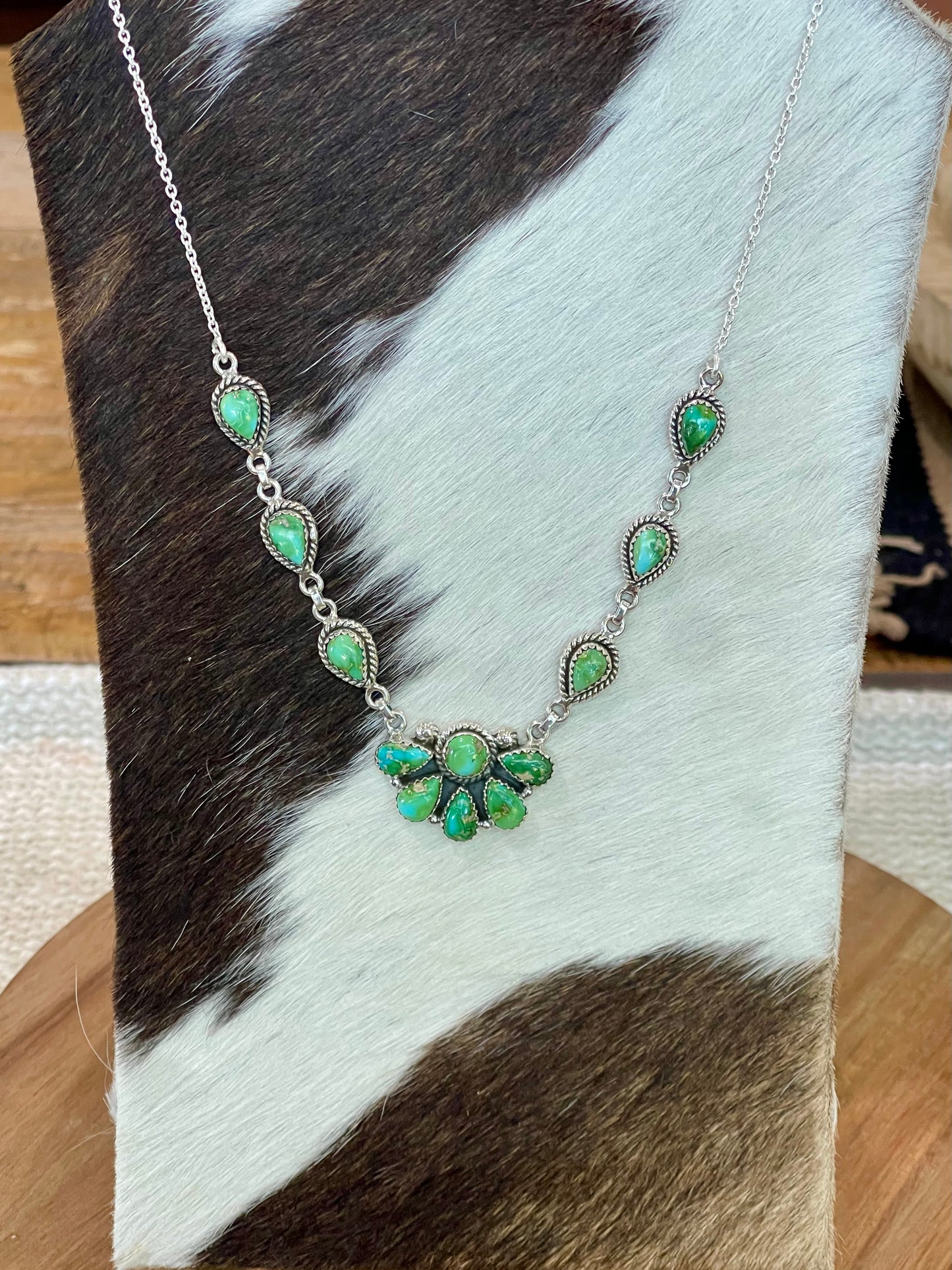 Handcrafted Sterling Silver & Sonoran Mountain Turquoise Cluster Necklace