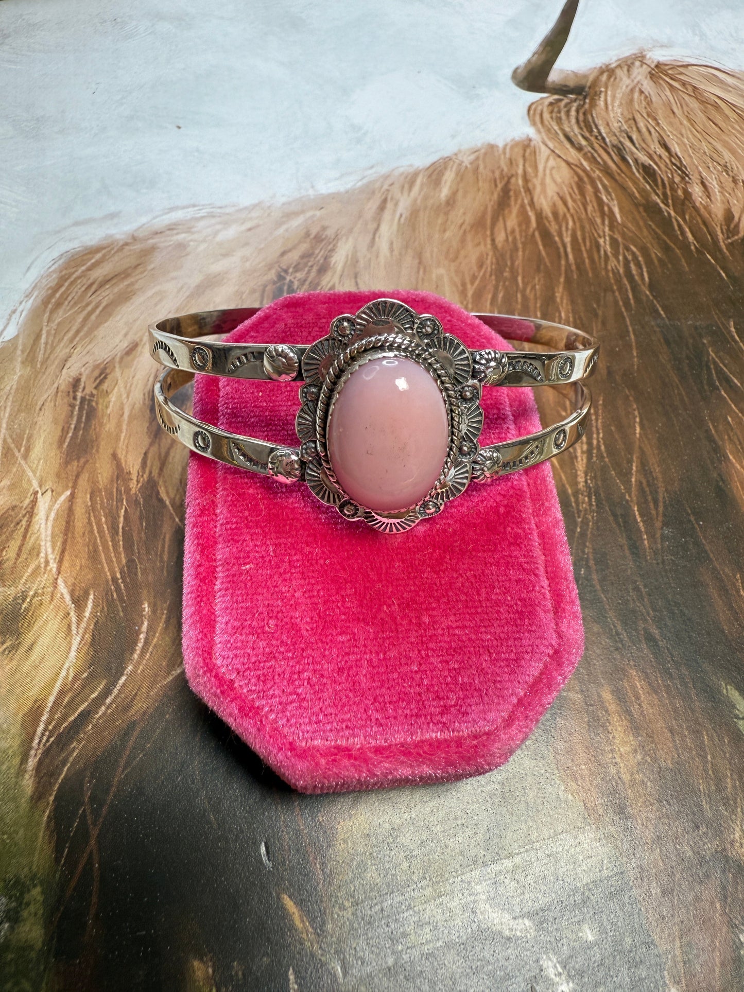 Beautiful Handmade Sterling Silver Pink Conch Cuff