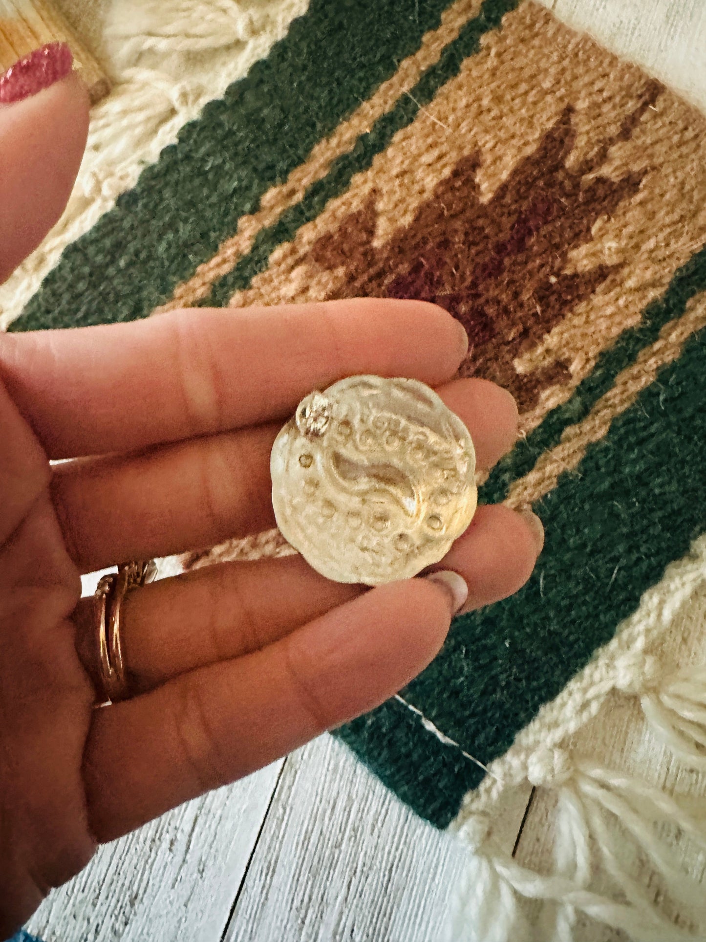 Navajo Hand Stamped Sterling Silver Concho Post Earrings