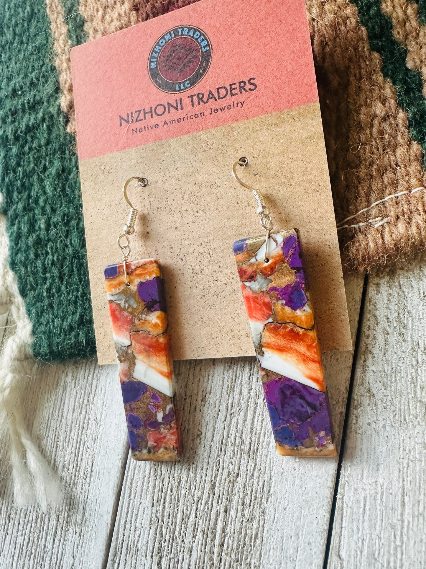 Handcrafted Sterling Silver & Purple Spice Slab Dangle Earrings