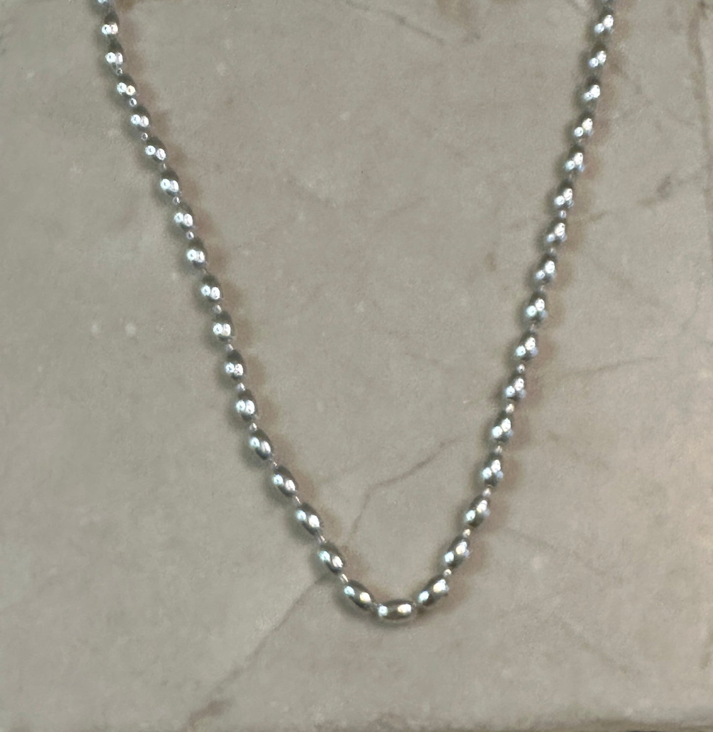 Sterling Silver Rice Bead Necklace 18”