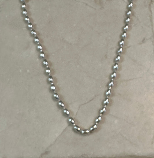 Sterling Silver Rice Bead Necklace 18”