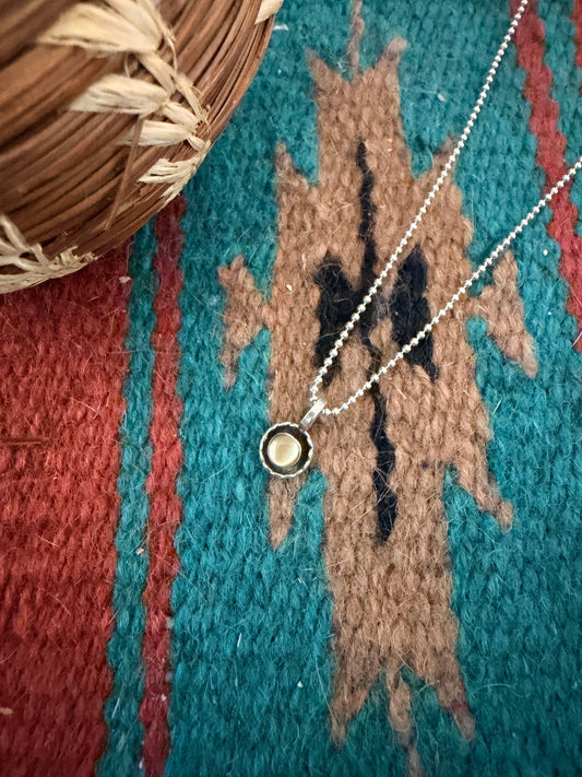 Handcrafted Sterling Silver and Mother of Pearl Mini Pendant