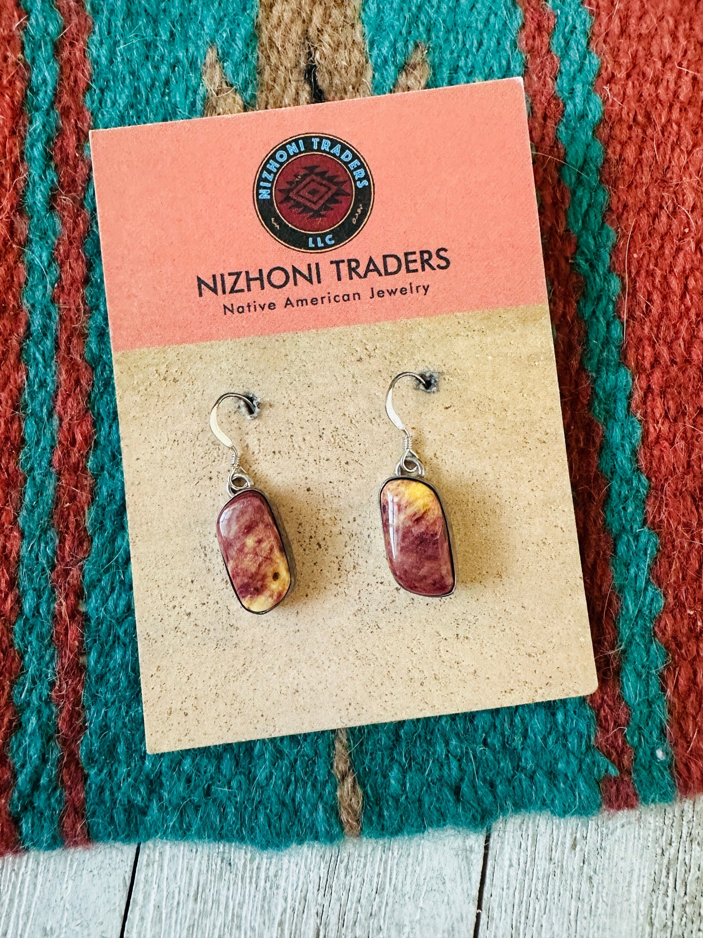 Handcrafted Sterling Silver & Purple Spiny Dangle Earrings