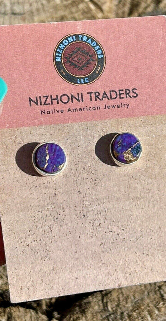 Handcrafted Sterling Silver Purple Dream Post Earrings Signed