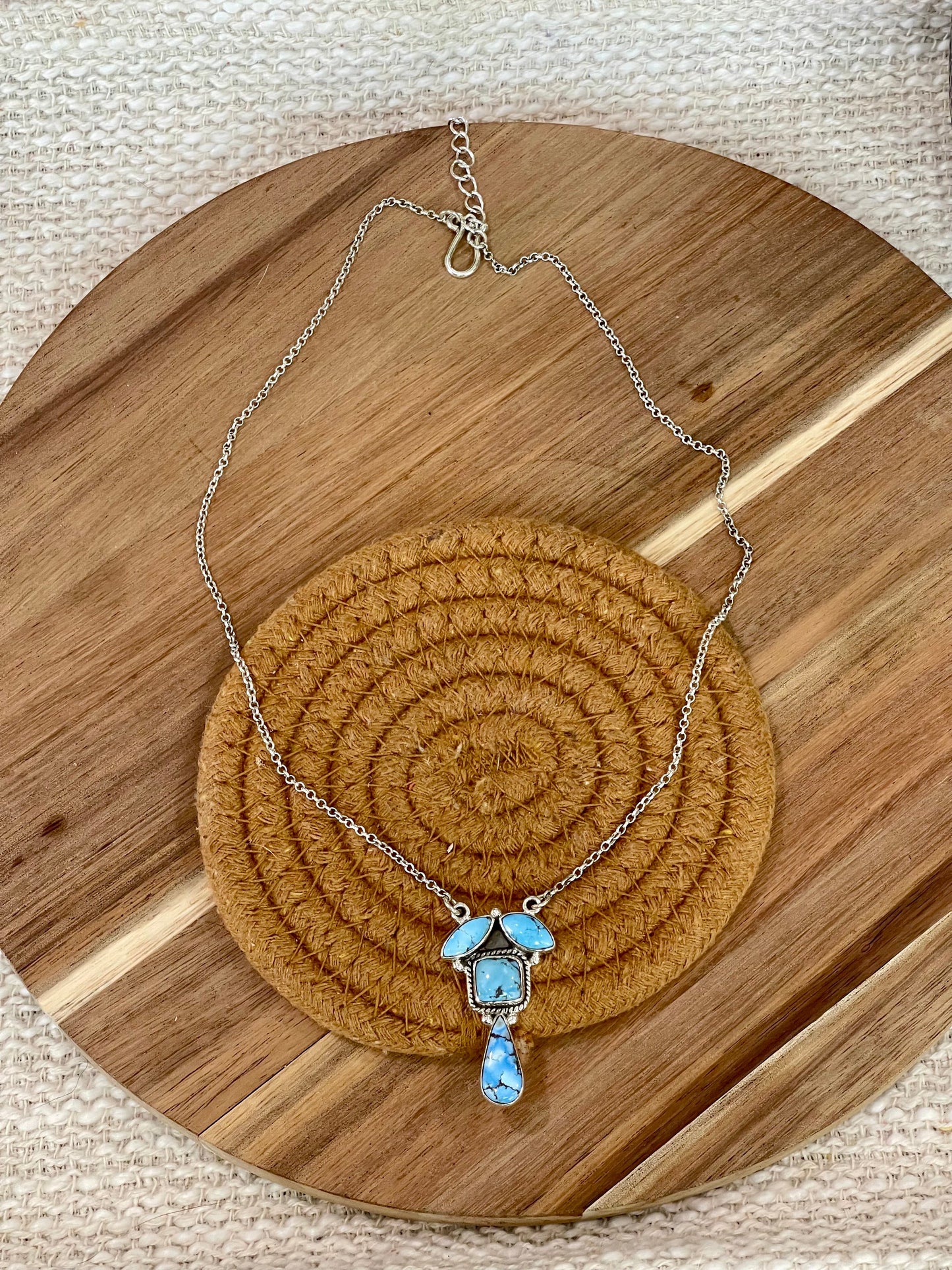 Handcrafted Sterling Silver & Golden Hills Cluster Necklace