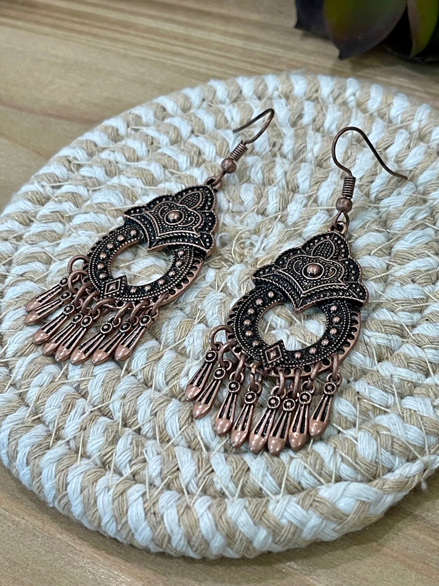 Vintage Handmade Copper Dangle Earrings