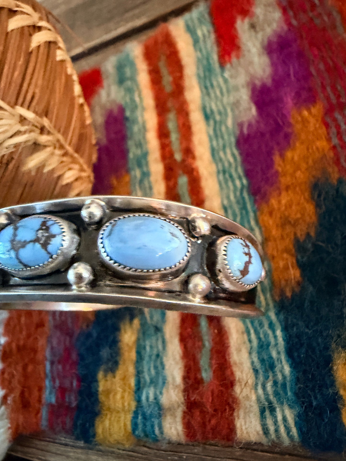 Handcrafted Golden Hills Turquoise & Sterling Silver Cuff Bracelet by Paul Largo