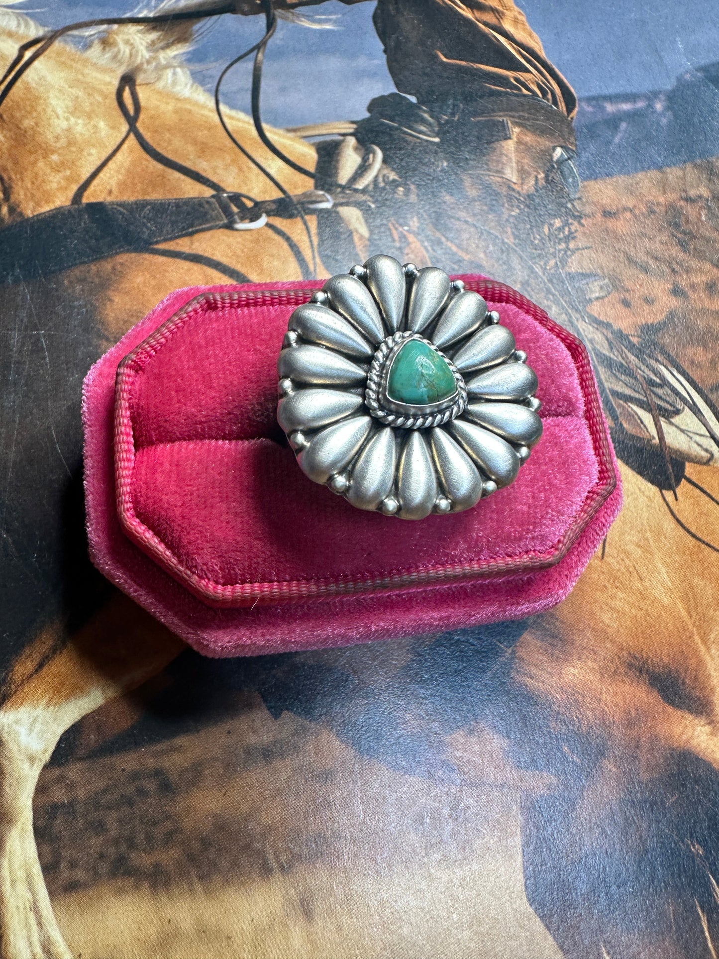 Handmade Turquoise & Sterling Silver Adjustable Ring