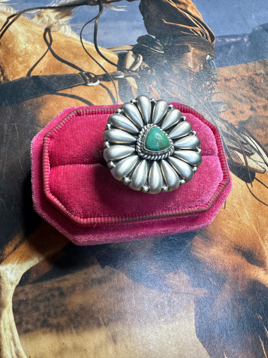 Handmade Turquoise & Sterling Silver Adjustable Ring