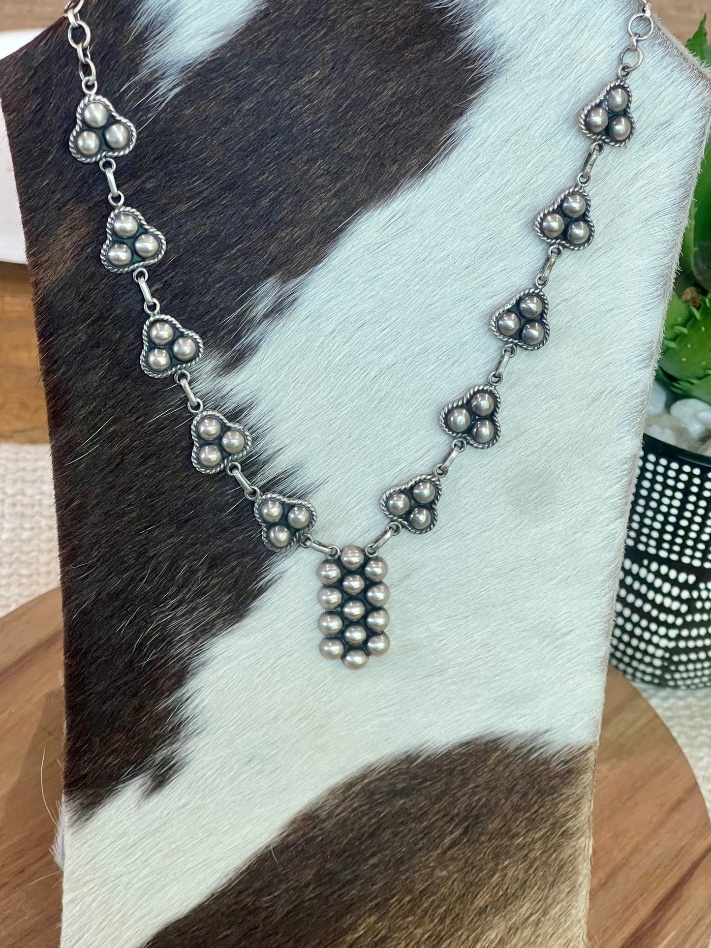 Beautiful Handmade Sterling Silver Cluster Necklace