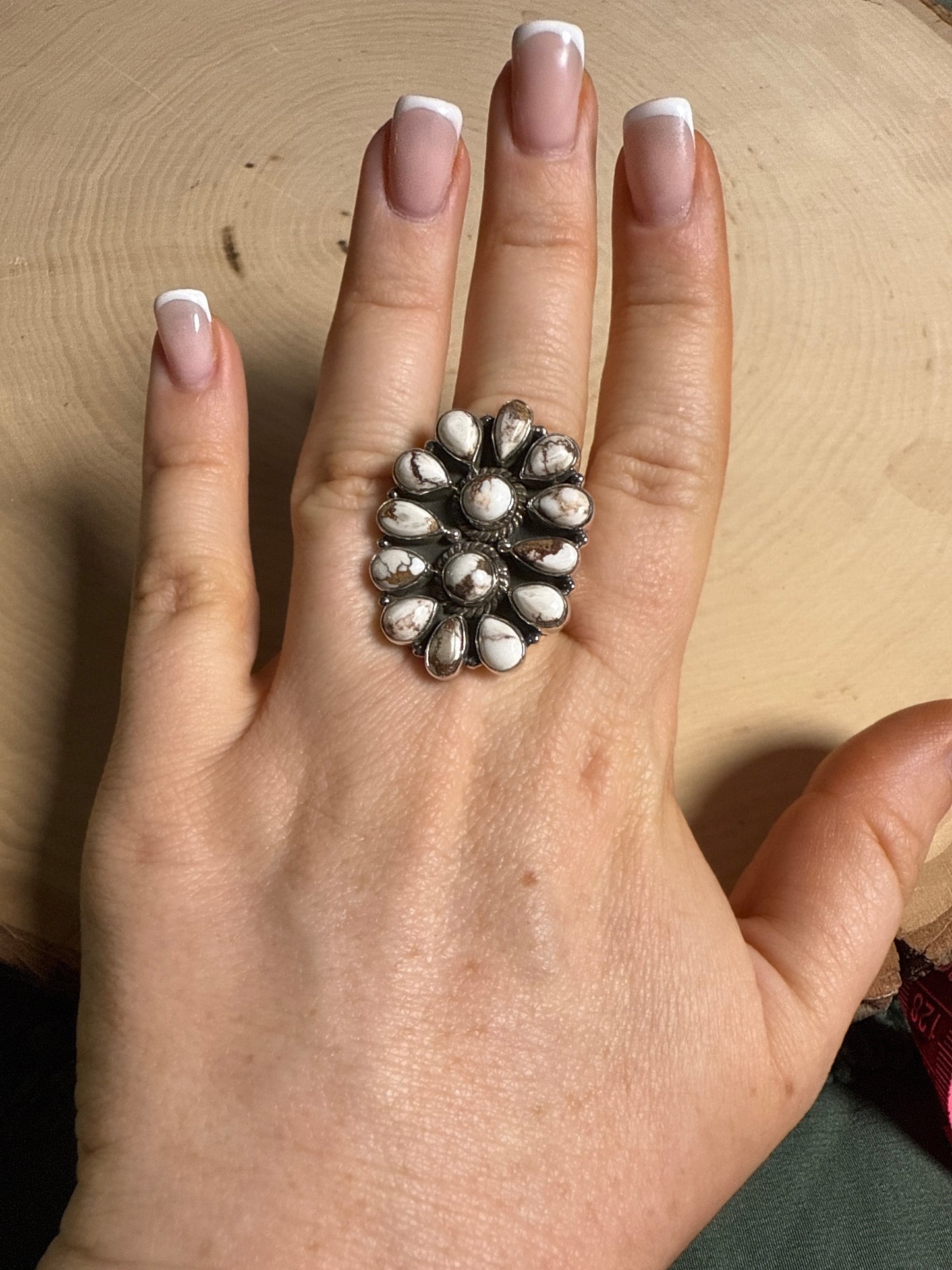 Handmade Wild Horse & Sterling Adjustable Cluster Ring