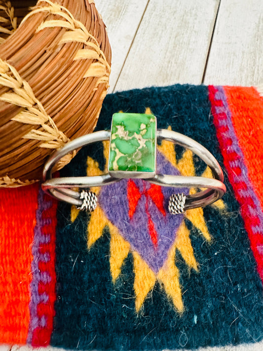 Handcrafted Sonoran Gold Turquoise & Sterling Silver Cuff Bracelet