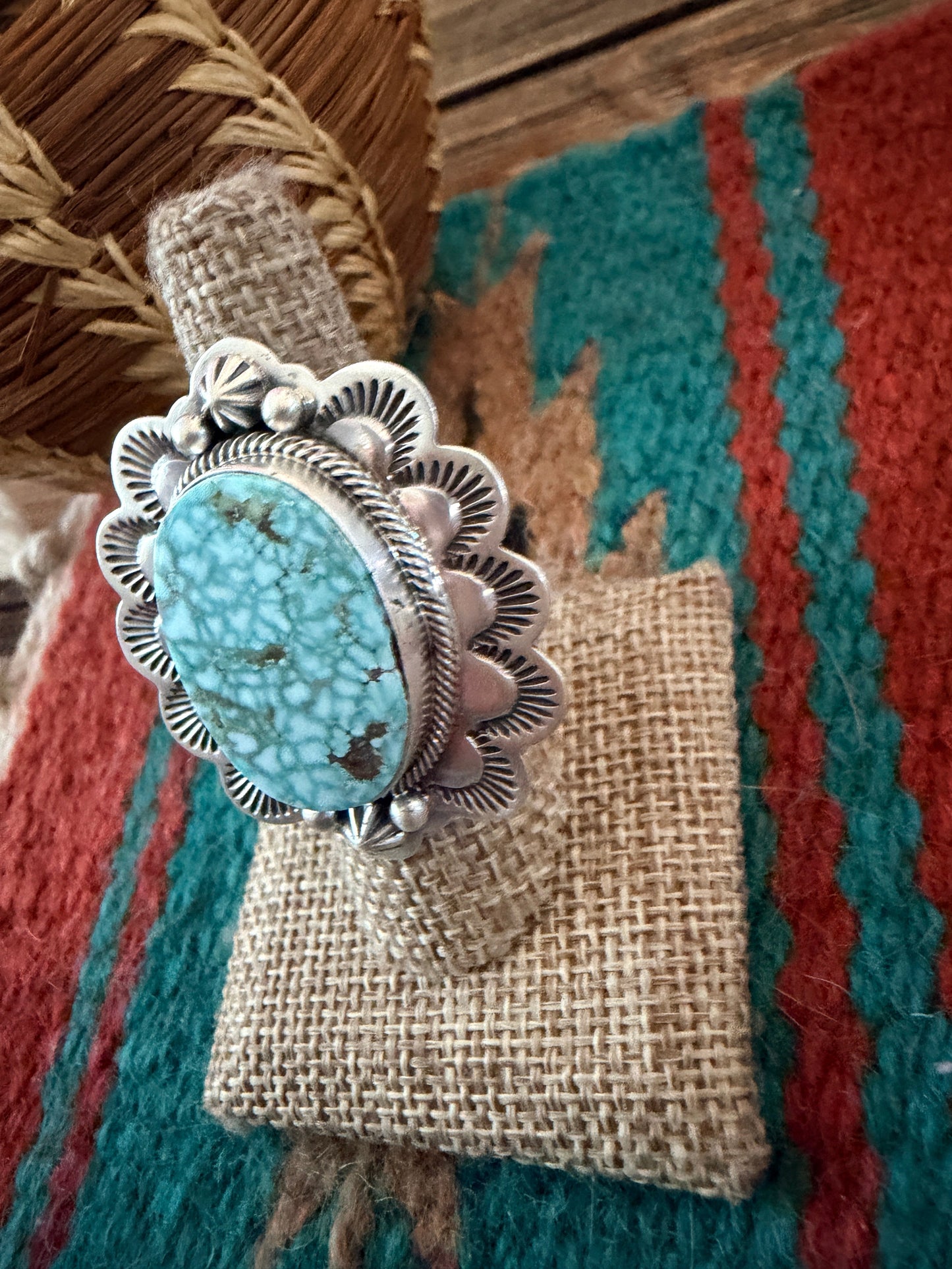 Handcrafted Dry Creek Turquoise & Sterling Silver Ring Size 8 by Randy Boyd