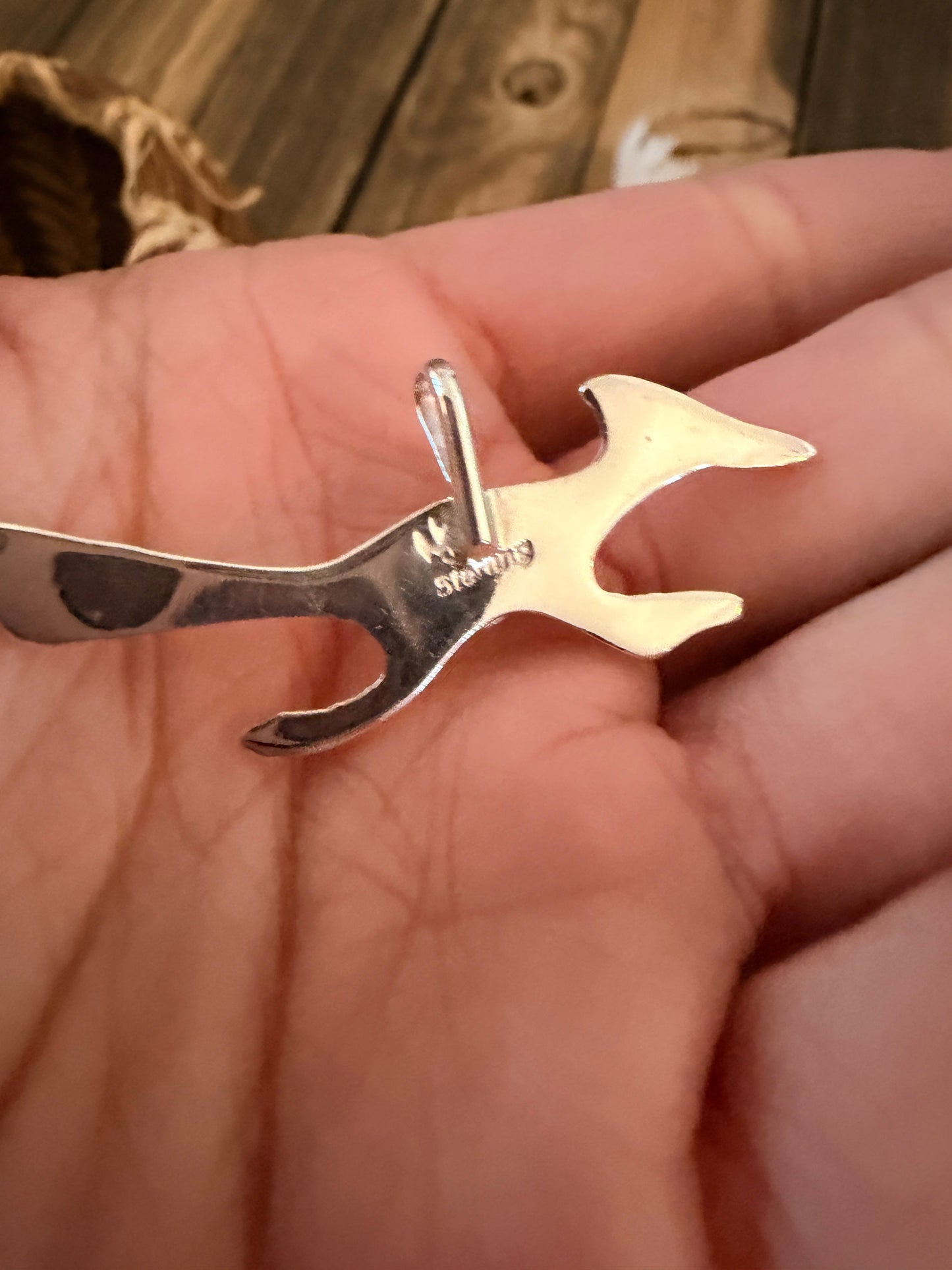 Handcrafted Sterling Silver & Opal Road Runner Pendant by Joseph Martinez
