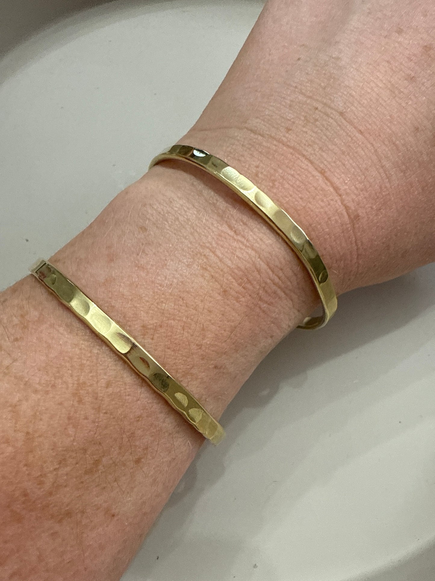 “The Golden Collection” Handmade Gold Plated Hammered Open Wide Cuff Bracelet