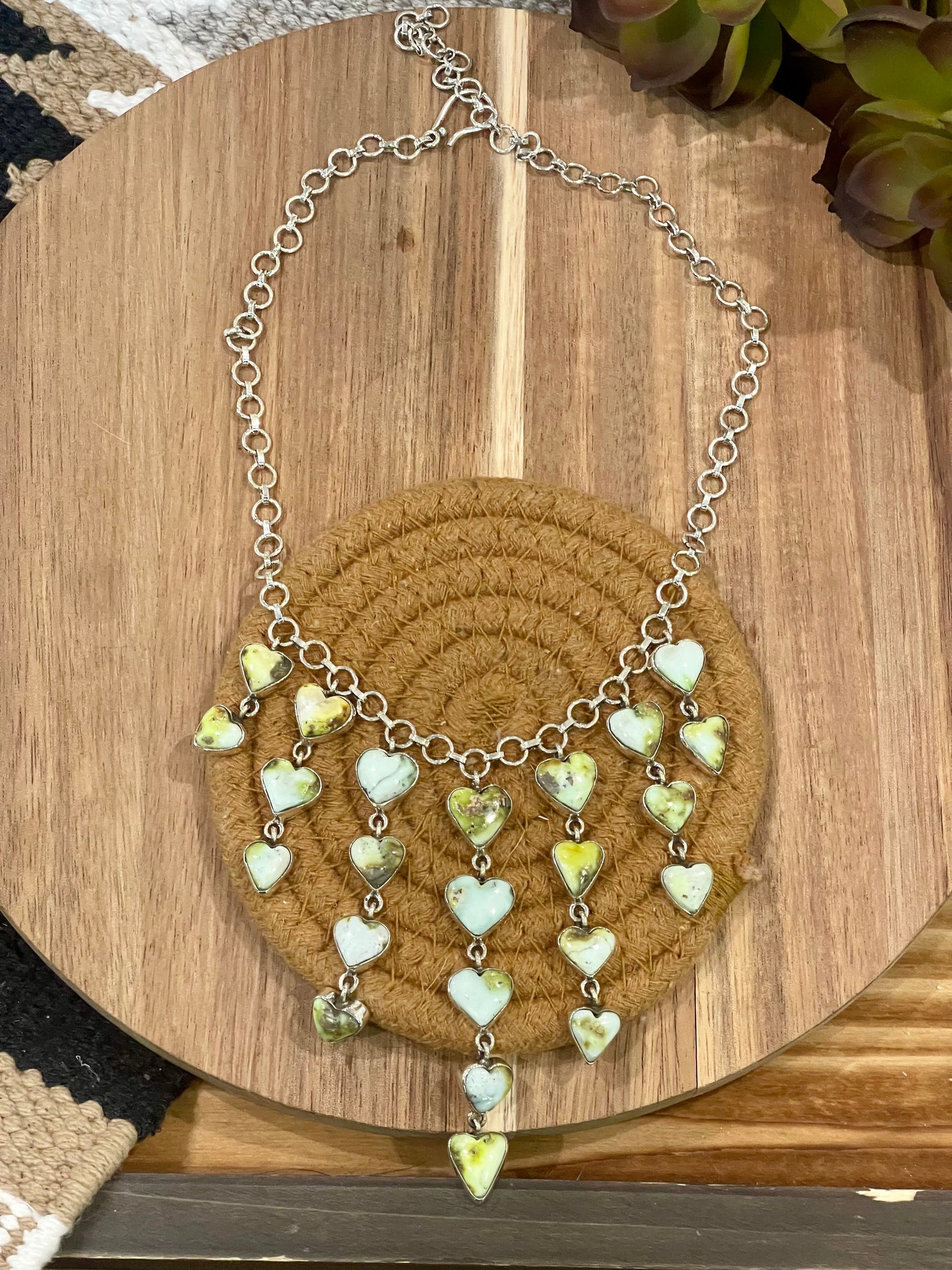 Handmade Sterling Silver & Palomino Heart Drop Necklace